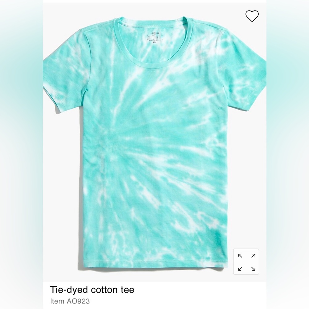 NWT: J.Crew Factory teal blue tie-dyed tee in XXS, perfect condition